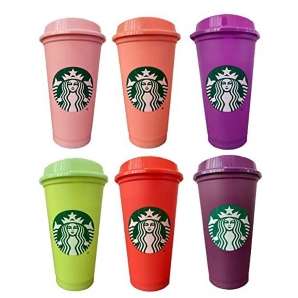 NEW Set of 6 Starbucks Color-Changing‎ Cups with Lids 16 oz - Picture 1 of 11